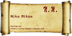 Nika Miksa névjegykártya